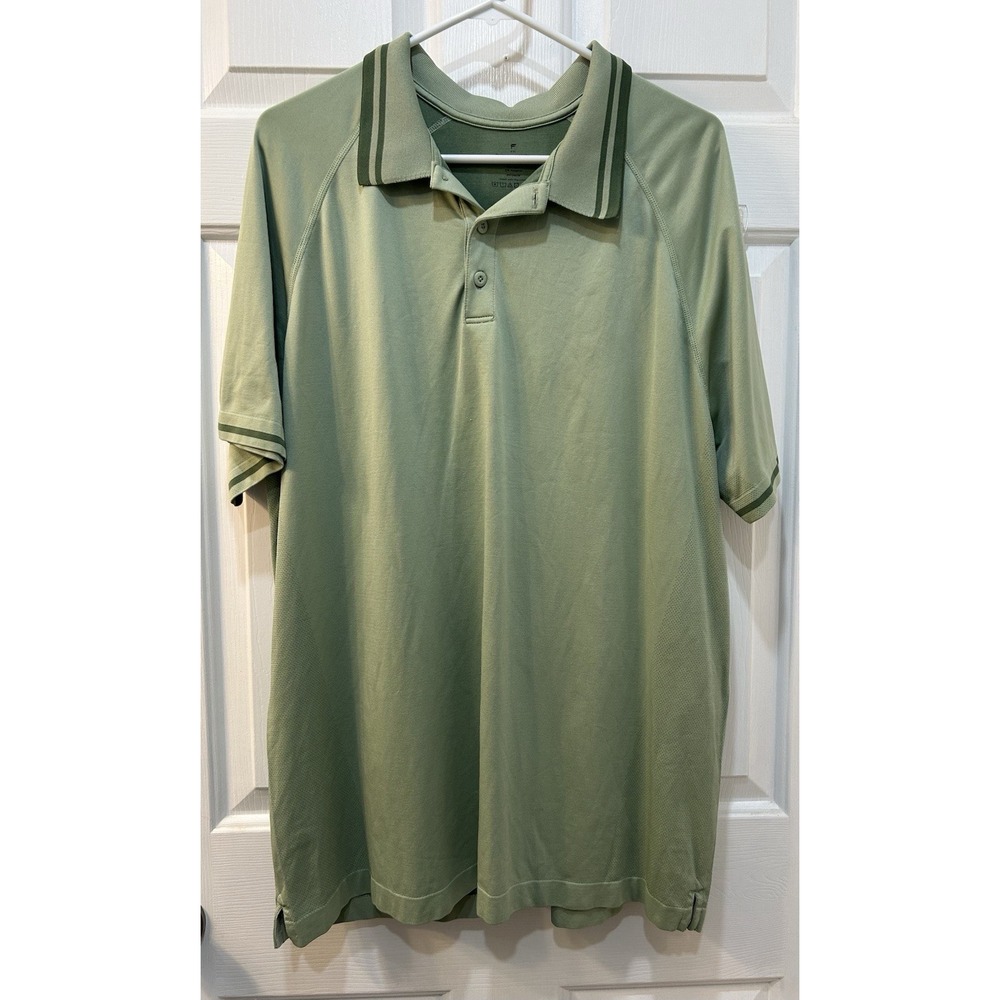 Fabletics The Training Day Tipped Performance Polo Men's Sz XXL Green Stretch